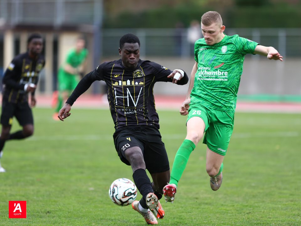 Namur pendant un match de football opposant Namur à Meux, le dimanche 7 décembre 2025 à Jambes, lors d'un match de D1 saison 2025-2026. ©EDA